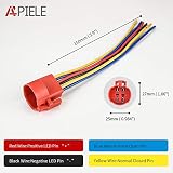 APIELE Przełącznik ciśnieniowy 22 mm, 12 V DC, 10 A, stal nierdzewna z diodami LED, wodoszczelny przełącznik przyciskowy z okablowaną wtyczką, do samochodu, kampera, ciężarówki, łodzi,