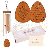 Mothers Day Nana Gifts, Nana Wind Chimes for Outside, Heartfelt Love Quote Floral Windchime for Home Garden Patio Yard Decor