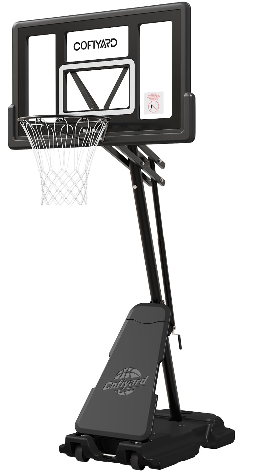 Cofiyard Basketball Hoop Outdoor with 44&amp;48&amp;54 Inch Shatterproof Backboard,10FT Height Portable Basketball Hoop with Sandbag, Adjustable Basketball Goal with Wheels