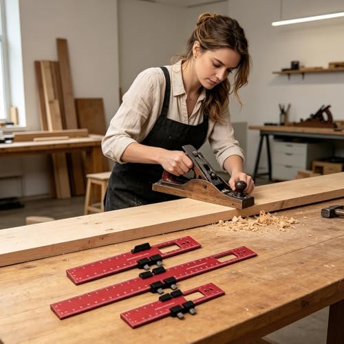 Guía de corte precisa con regla deslizante metálica para taller 3
