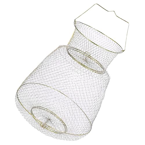 Milisten Cage de Pêche en Filet Métallique Galvanisé Diamètre 25 Cm, Panier de Protection pour Poissons Portable, Accessoire de Pêche Solide, Usage...