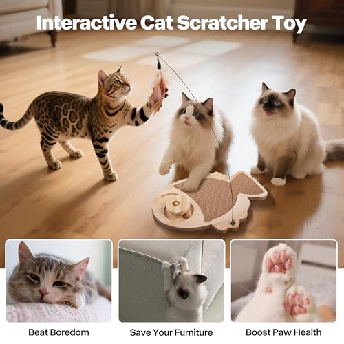 Rascador para Gatos en Forma de Pez con Juguetes miniatura 2