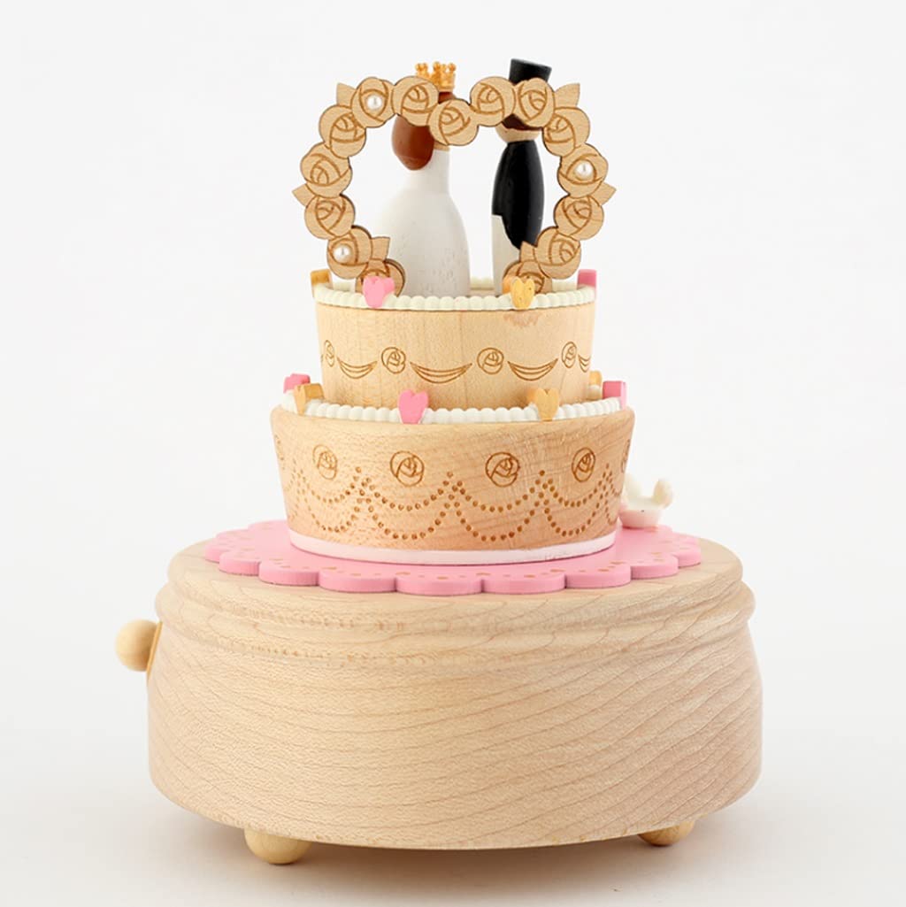 Custodia Musicale per Decorazioni Music Box di legno, Musical Box figura della torta Matrimonio coppia, Music Box for il compleanno regalo festa della donna ragazze di nozze San Valentino Carillon