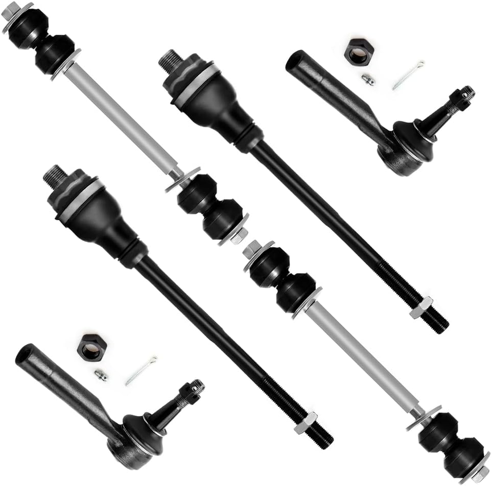 SCITOO 6pcs Suspension Kit 2 Outer 2 Inner Tie Rod Ends 2 Stabilizer Sway Bar Links for Chevrolet Avalanche 1500 Silverado Suburban Tahoe 2002-2006 for GMC Sierra Yukon XL ES3493T ES3488 K6428/K80631