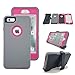 iphone 6s Plus Case,Kecko Shockproof High Impact Tough Rubber Rugged Hybrid  Case Cover Skin w/ Built-in Screen Protector&Belt Clips for iphone 6 Plus/6S Plus-Rose/Black/Blue (G/R)