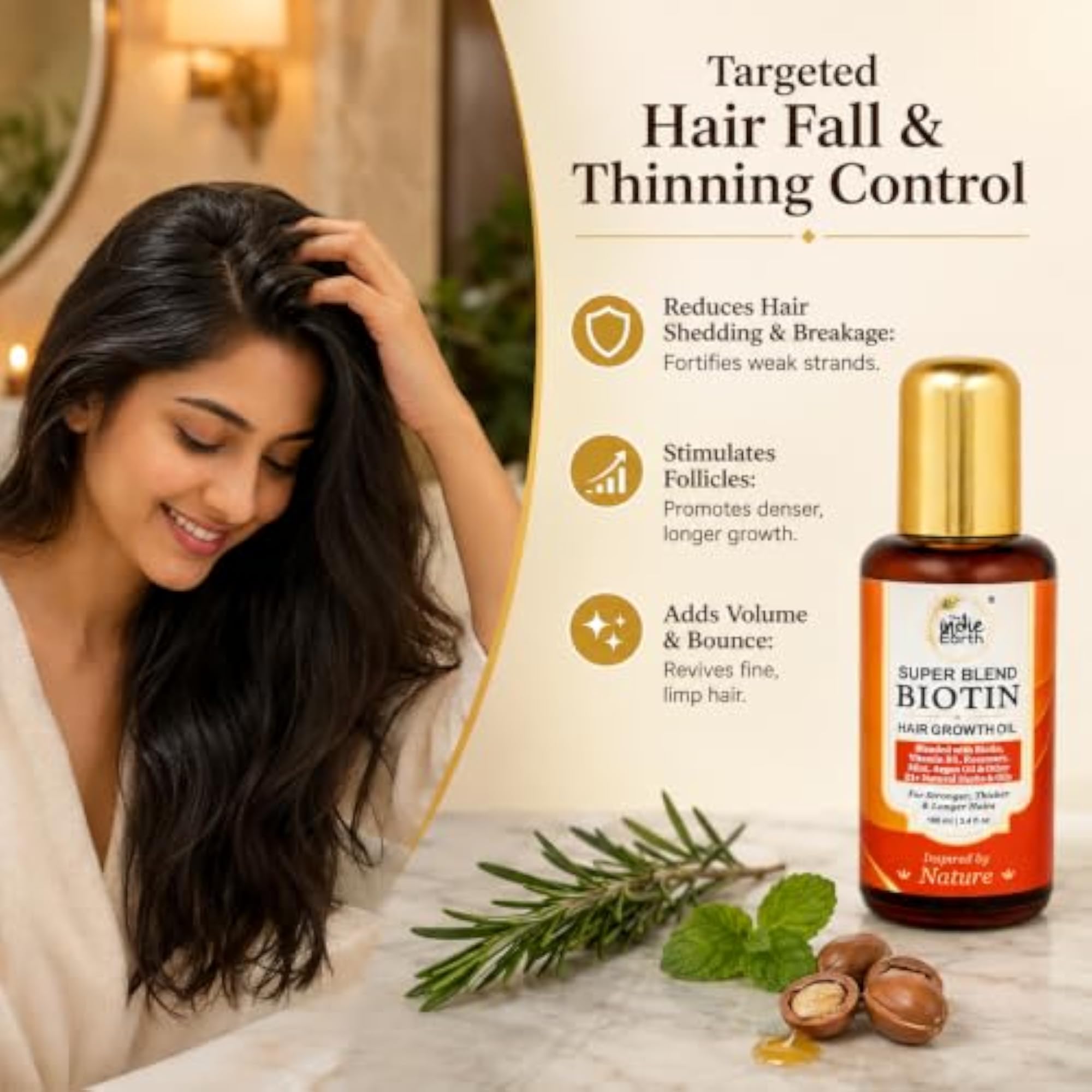 Rosemary Mint Biotin Hair Oil 100 mL, Nourishing Formula