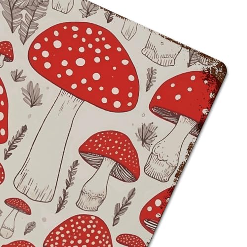 Tableau rétro en métal champignon rouge au design mural soigné