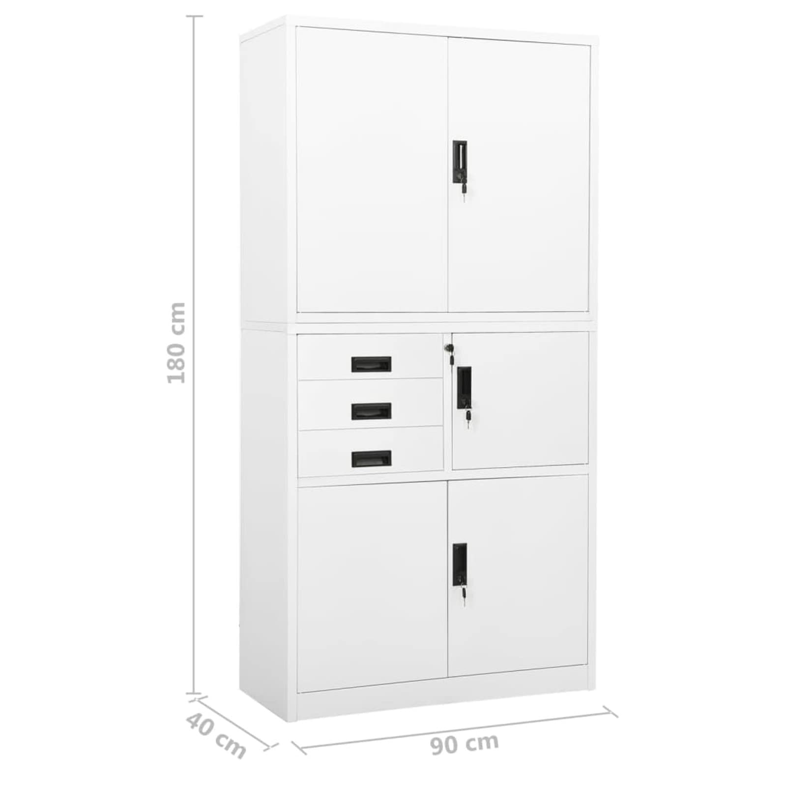 Homgoday Armadio Armadietto Armadietto Scuola Libri Archivi Archivio Archivio Ufficio Archivio Armadio Armadietto Armadietto in Acciaio Grigio Chiaro 90x40x180 cm Bianco
