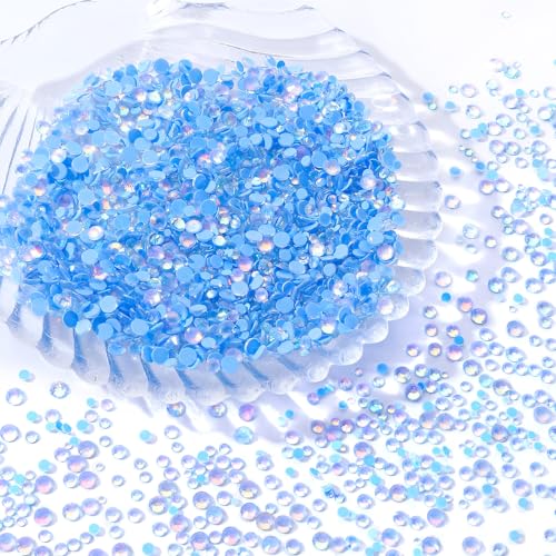 Image of F Light Blue Flatback Rhinestones, Glass Rhinestones for Nail Art and Craft, Glue Fix, Loose Crystal Gemstones(F Light Blue, SS30, 288pcs, 6.4-6.6mm)