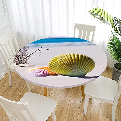Morbuy 3D Rondes Nappes Avec Bord Élastique, Nappes Rondes Anti Taches Lavable, Imperméable Note Musicale Nappe De Table Pour Cuisine Jardin Fête Table (100cm,Bronzage