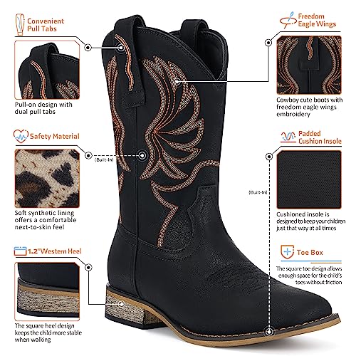 Rollda Kids Cowboy Boots for Boys Girls Western Square Toe Cowgirl Boots with Walking Heel (Toddler/Little Kid/Big Kid)2