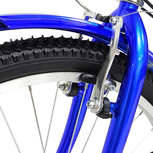 Ethedeal 24" Dreirad für Erwachsene mit Einkaufskorb, 6 Geschwindigkeit 3 Rad Fahrrad Senioren Dreirad Cruise Bike, Comfort Fahrrad für Outdoor Sports Shopping (Blue) – Bild 6