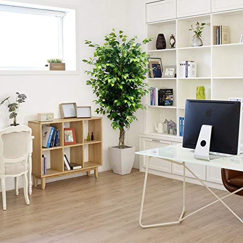 1 Silk Ficus Trees 6' w 1528 lvs UV Resistant, pre-potted, House Plant, Indoor Outdoor Plant, Artificial Ficus easily fits into a container