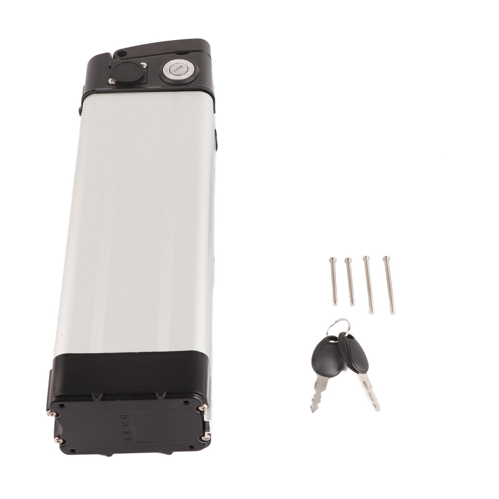 Boîte de rangement pour batteries de vélo électrique, boîtier de batterie au lithium durable avec prise de charge, idéal pour vélos électriques 36 V/48 V, construction en alliage d'aluminium