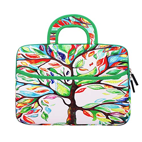 MoKo Fire HD 10 Inch Kids Tablet Sleeve Case Bag, [Shock-Proof] Zipper Handle Pouch Portable Neoprene Cover for Amazon Fire HD 10 Kids Edition, Kindle Fire HD 10.1 Inch - Lucky Tree