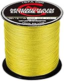 Mounchain Braided Fishing Line 500M, 4 Strands Abrasion Resistant Braided Lines Super Strong 100% PE Sensitive Fishing Line - Yellow 20LB