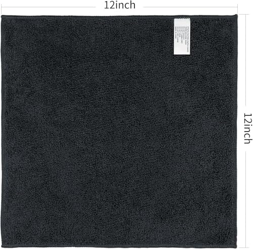 Image of Orighty Washcloths Bulk, 100 Pack Highly Absorbent & Soft Feel Microfiber Face Towels, Multi-Purpose Wash Cloths & Hand Towels for Bathroom, Hotel, Spa, and Gym, 12x12 Inch, Black