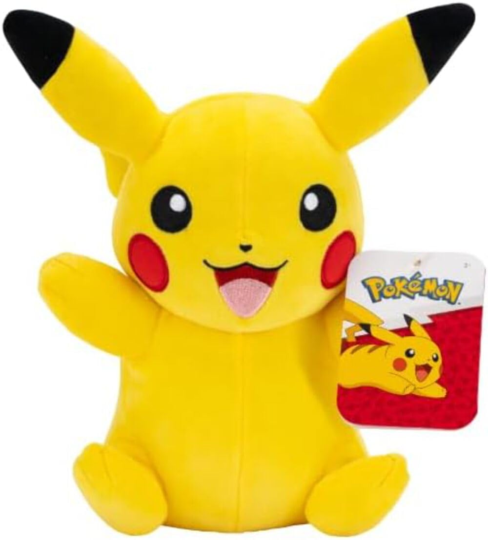 Pokemon Plush Pikachu - 20 cm High - Yellow/Red - Official Pokémon Plush Toy for Children 2+ Years, Multicoloured, 20.32 cm