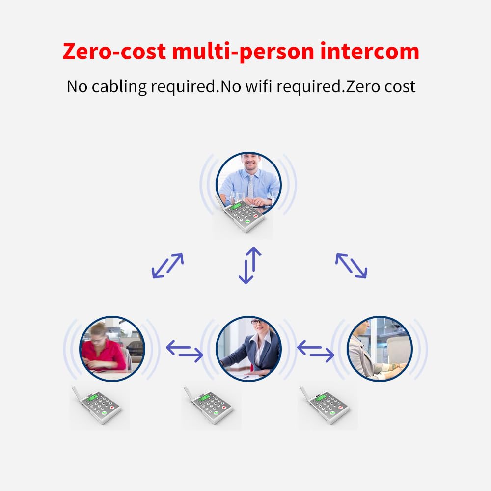 de Intercomunicación Inalámbrico Inteligente Gran Capacidad de Red para Oficina Negocios Casa Oficina/Intercomunicación Habitación a Habitación 38 Tonos Llamada, Negro (Plata #-1)