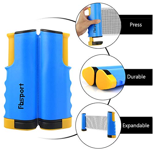 Image of FBSPORT Ping Pong Paddle Set, Portable Table Tennis Set with Retractable Net,Rackets,Balls and Carry Bag for Indoor /Outdoor Games