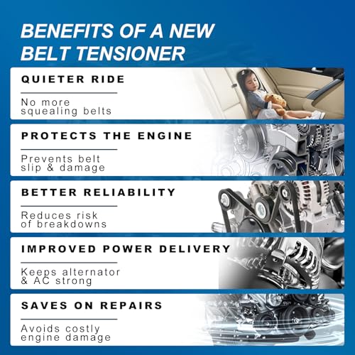 Image of Drive Belt Tensioner Assembly Replacement Fits Chevy Cruze 2011-2016, Sonic 2012-2020, Trax 2015-2021, Buick Encore 2013-2021, 1.4L L4, Serpentine Belt Tensioner Replace# 25195388 38344 89637