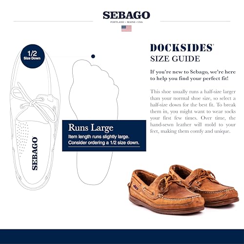 Sebago Schooner Saddler's Leather Boat Shoes - Waterproof Moccasins for Men Featuring Leather Sock Lining, and Non-Marking, Slip-Resistant Outsoles3