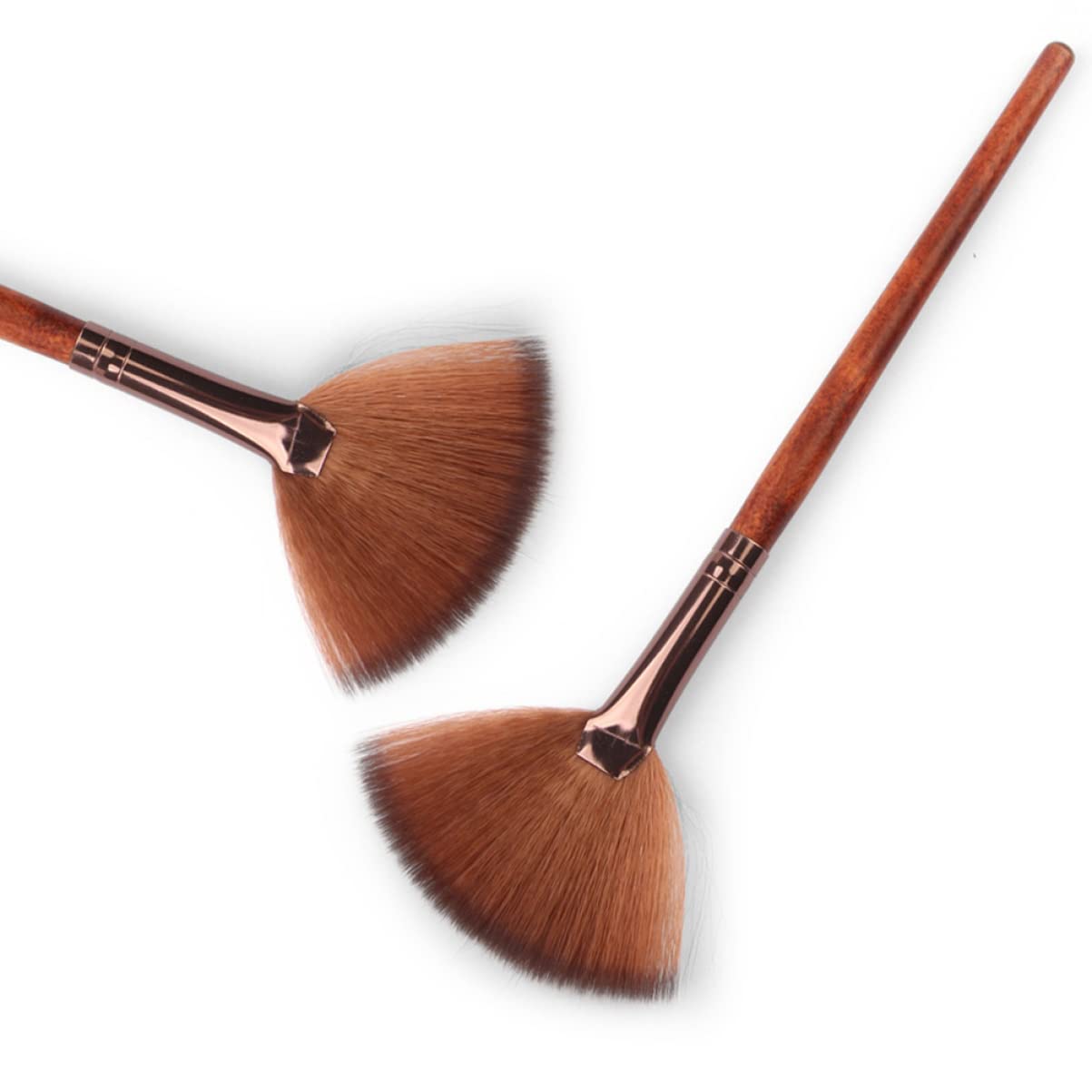 MERRYHAPY 3sets Professional Long Handle Fan Shaped Blush Brush for Makeup Cosmetics Brush Powder 4pcs*3