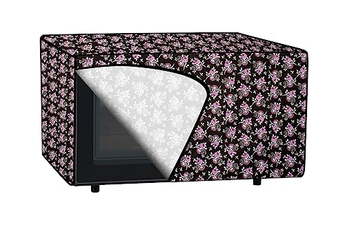 Image of The Furnishing Tree PVC Waterproof Microwave Oven Cover compatible for Morphy Richards 23 L Convection 23MCG Floral pattern Black Purple