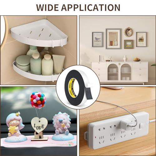 Image of Double Sided Foam Tape Heavy Duty,Black 1 in x 16.4 FT, High Tack Strong Adhesive Foam Mounting Tape, Weatherproof Sealing Foam Tape, Easy Peel & Stick for Home Office School