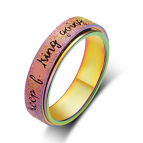 LuckyAmor Fidget Rings Women for Anxiety Rings:Stainless Steel Fidget Rings for Men Spinner Ring Personalized Inspirational Fidget Ring for Anxiety Rings by LuckyAmor - Used condition - US$9.25