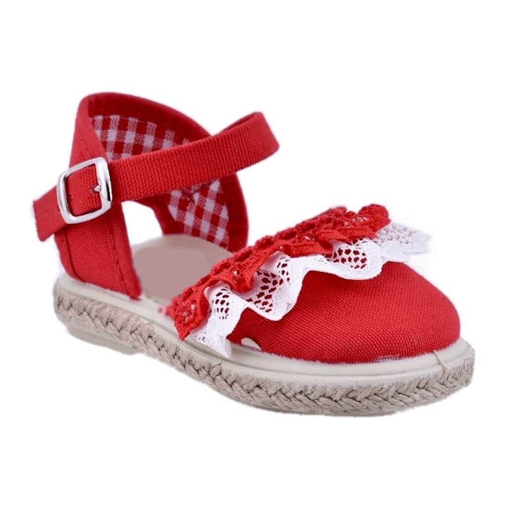 Lona Esparto Rojo Combinada Encaje Piso en Yute