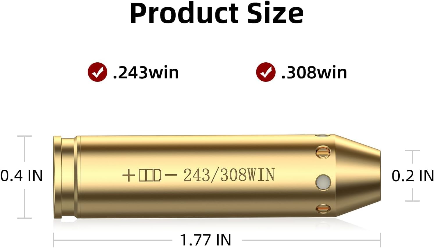 Cartuccia di Allineamento Laser,308 Win | Mirino a Punto Rosso con 2 Set di Batterie | Calibrazione di Precisione per Fucile da Caccia e Tiro Sportivo