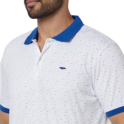Image of Park Avenue Men's Cotton Polyester Blend Print Pattern Slim Fit Rib Collar Polo Neck Half Sleeve Casual T-Shirt