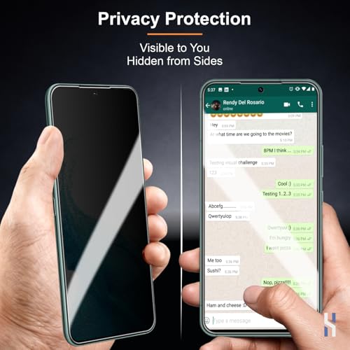 Image of Privacy Tempered Glass for Samsung Galaxy S23 | Galaxy S22 (6.1 Inch) Military Grade 9H Screen Guard, Anti-Scratch, Shatterproof, Edge-to-Edge Full Coverage - Black Border