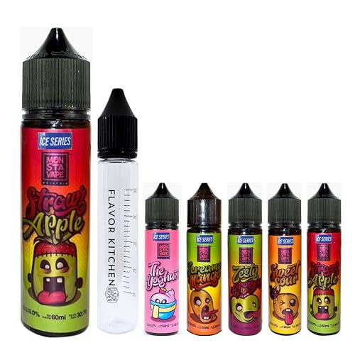 �y�A�C�X�zMONSTA VAPE �����X�^�[�x�C�v �}���[�V�A��Ԍn���L�b�h 60ml�{FlavorKitchen�I���W�i���{�g���Z�b�g�yVAPE/���L�b�h�z (Ice Strawz Apple)