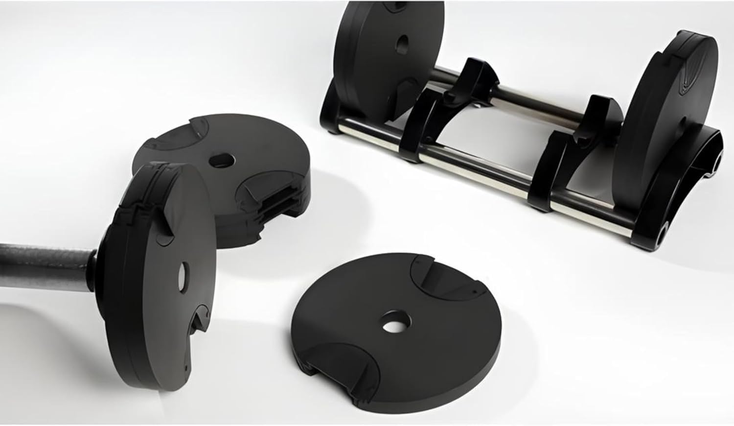 1 Manubrio Regolabile 32 Kg, Manubrio Rivestito in Gomma e Impugnatura Acciaio, Attrezzi per Palestra e Home Gym 2-32Kg