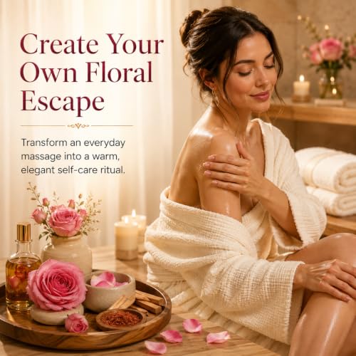 Image of AROMATICO Rose & Sandalwood Massage Oil | Calming & Deep Nourishing Aromatherapy Massage Oil | Best For Abhyanga, Spa & Salon - 1000 ml