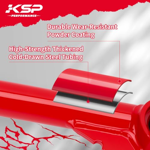 Image of KSP Front Upper Control Arms for 2-4 inch lift,Suspension Control Arm Compatible with 2007-2021 Toyota Tundra Sequoia,Adjustable UCA with Ball joint,PU Bushing,Red,2PCS