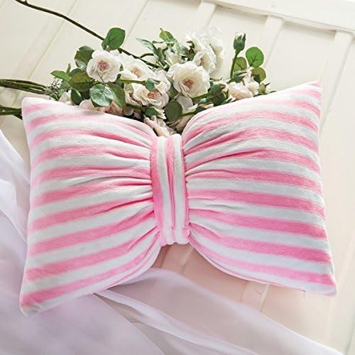 Baozengry Striped Bow Car Headrest Neck Pillow Bed Sofa Pillow,33 * 48 Medium,Pink