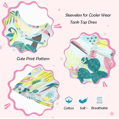 Cactus Toucan Palm Girls' Dresses Toddler Summer Dress Cotton Sleeveless Dresses for Girls Sundress Outfit 2-8T3