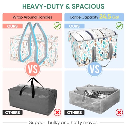 Image of BALEINE 2-Pack Oversized Moving Bags with Reinforced Handles, Heavy-Duty Storage Tote for Clothes, Moving Supplies (Mosaic, 2-Pack)