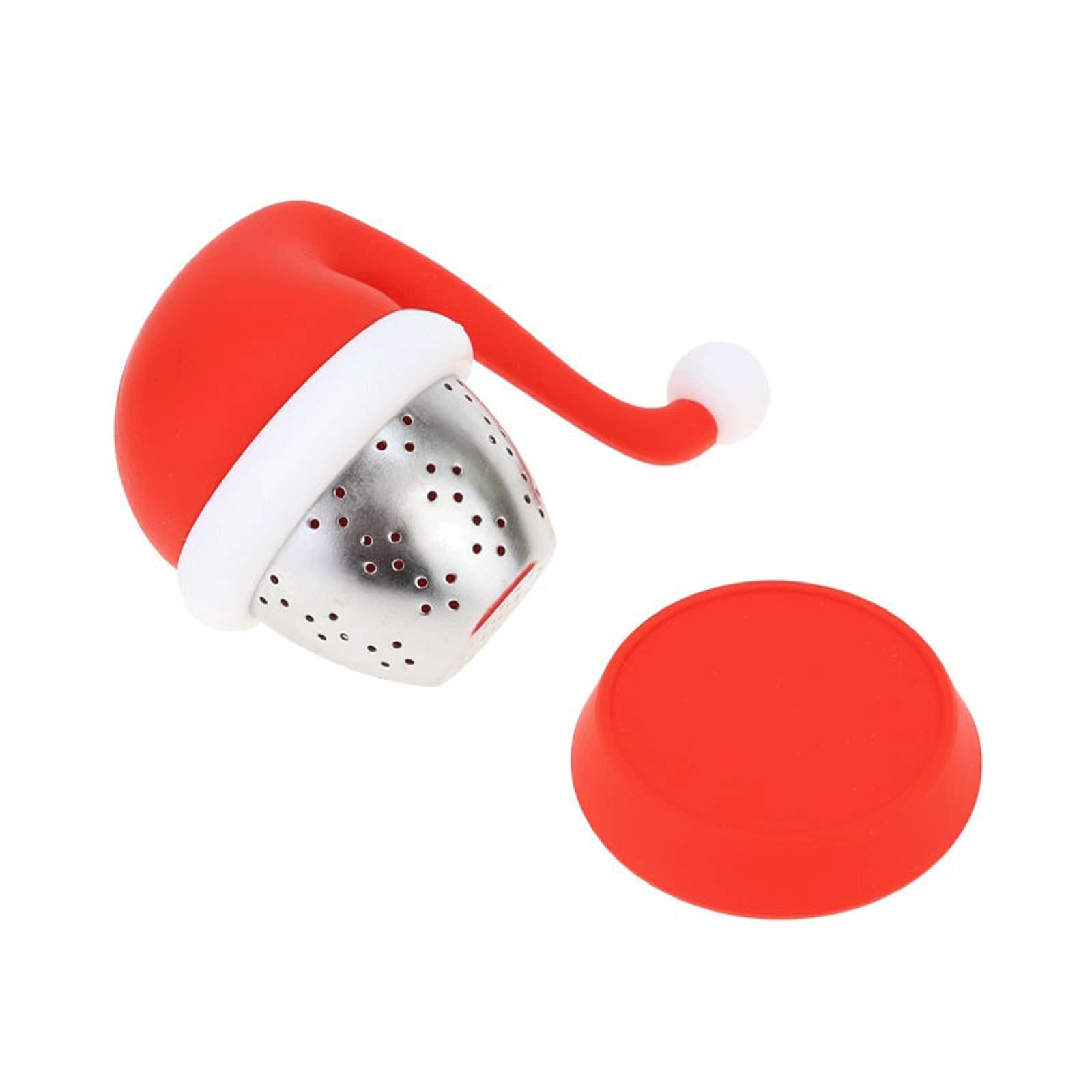 Colador de té de silicona con diseño de Papá Noel, filtro suelto de especias de hierbas, teteras, juego de té de Navidad, accesorios