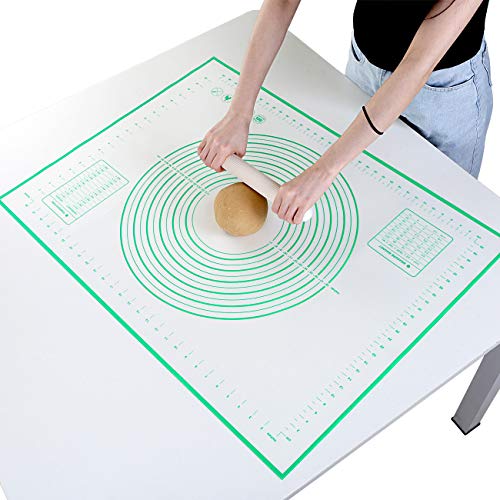 GWHOLE Silikonmatte Backmatte Silikon Teigmatte Wiederverwendbar Antihaft Rutschfest mit Messung, 60 x 40 cm (60×80cm, Grün)