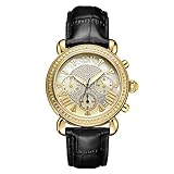 JBW Women's JB-6210L-A 'Victory' Black Leather Diamond Watch