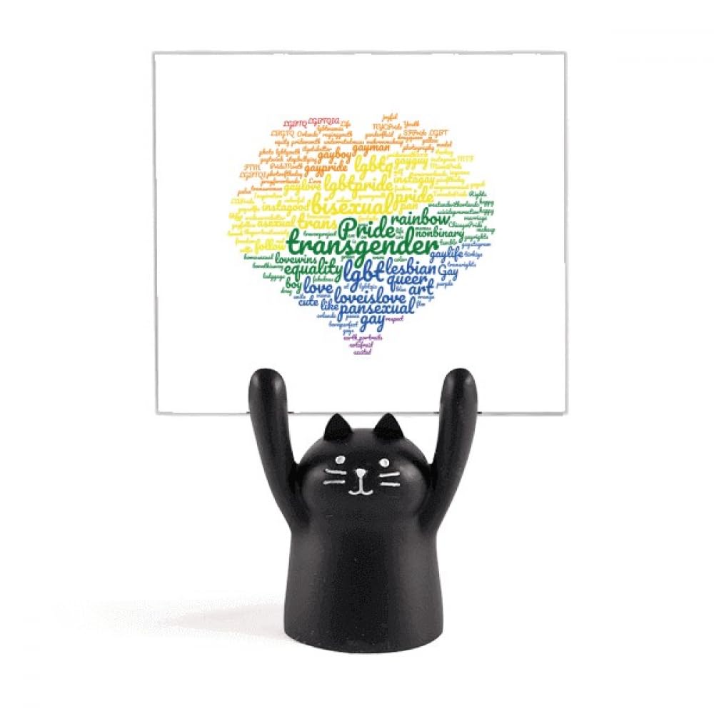 Support de mémo arc-en-ciel chat noir : rangez vos notes sur ce cœur