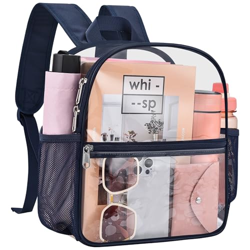 Image of Clear Backpack for Stadium Events, 12x12x6 Small Clear Plastic bag with Reinforced Straps for Game Security Festival Concert