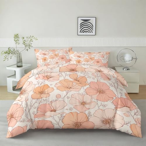 Housse de Couette 200x200cm Anti-Plis en Microfibre Douce Rose Fleur - 2