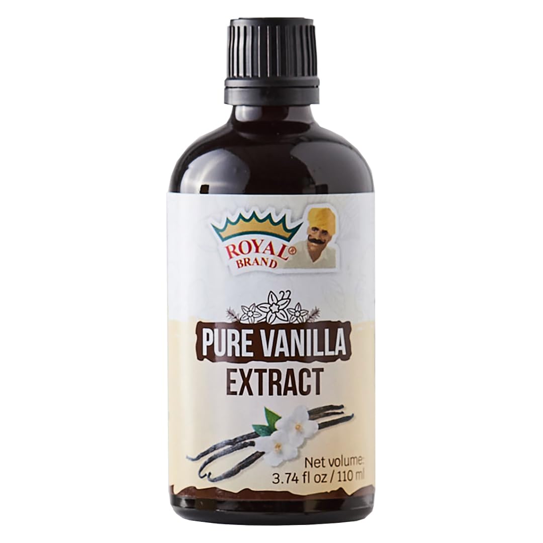 Royal Brand Pure Vanilla Extract / Pure / No Sugar / Sugar free / Glass for Better Quality / 110 ml / 3.74 fl. oz