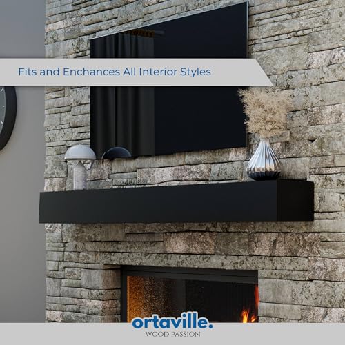 Ortaville 66" Modern Floating Mantel Shelf, Black by Ortaville - Used condition - Image 5