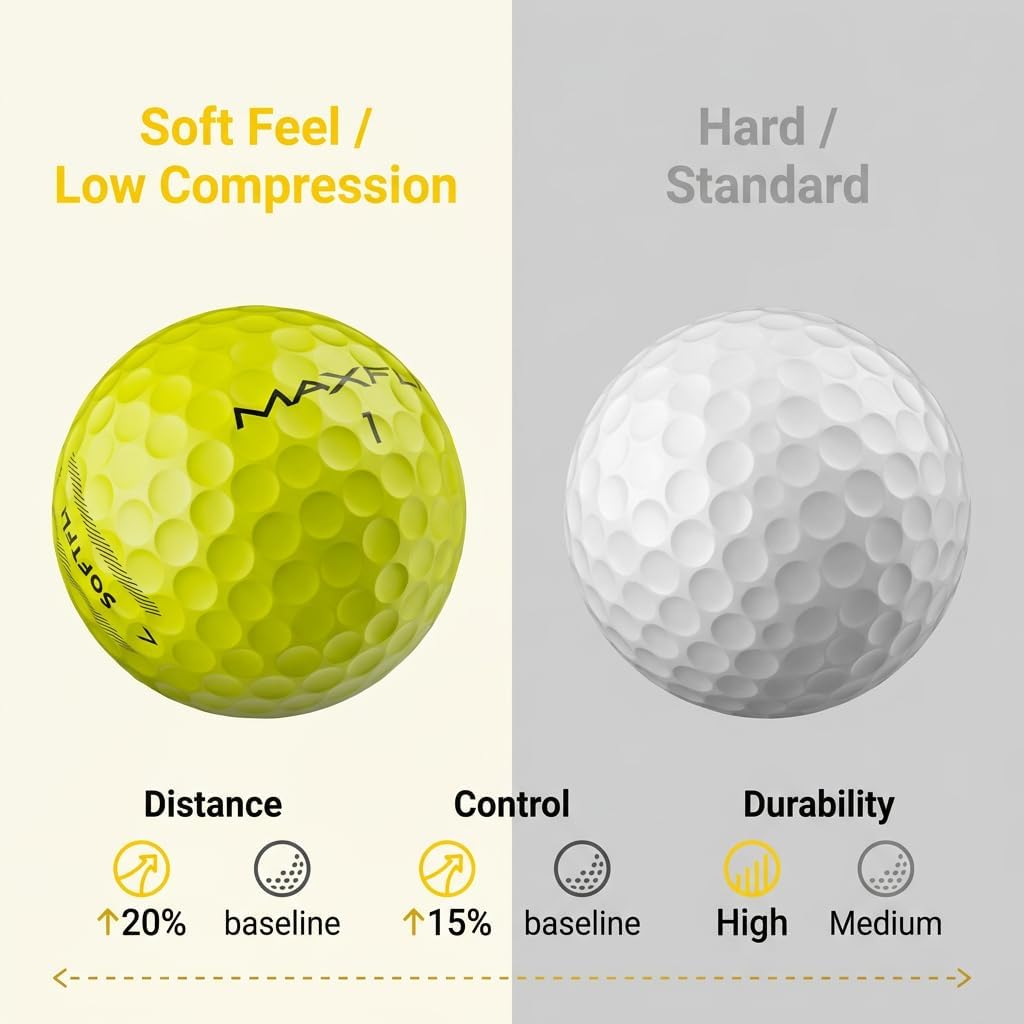 Maxfli SoftFli Golf Balls – 36-Pack Gloss Yellow | Soft Feel Low Compression Golf Balls for Distance & Control | Durable Ionomer Cover | Ideal for Beginners & Recreational Golfers